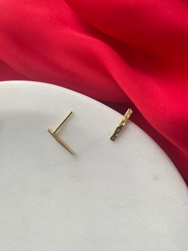Lana Hammered Bar Stud Earrings