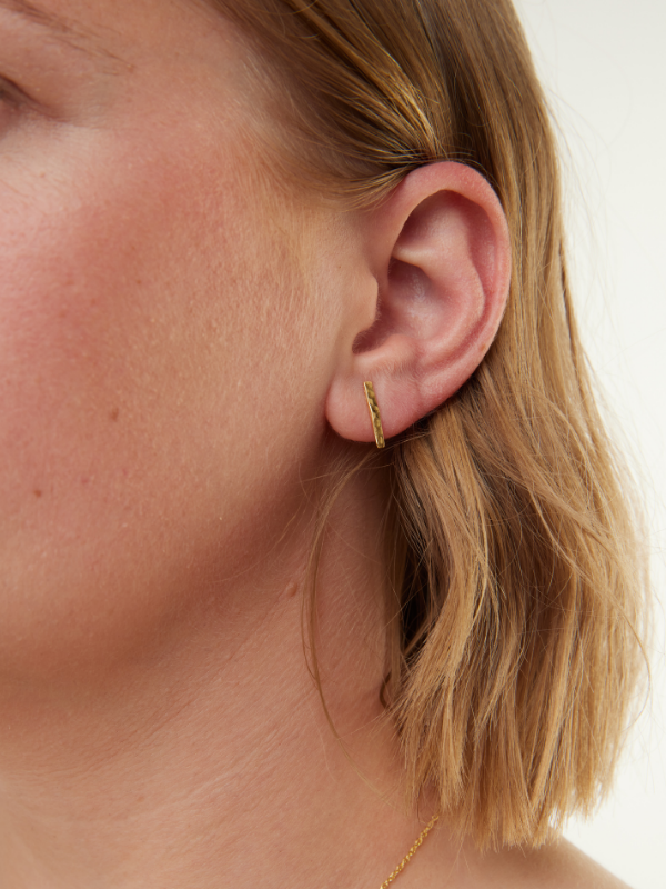 Lana Hammered Bar Stud Earrings